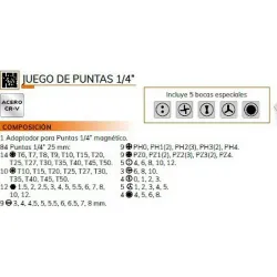 Compra PUNTAS DESTORNILLADOR 1/4" 85 PZS ALYCO 170492 al mejor precio