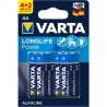 Compra PILA ALCALINA LONG LIFE LR06 AA 4 + 2 UNIDADES VARTA 38974 al mejor precio