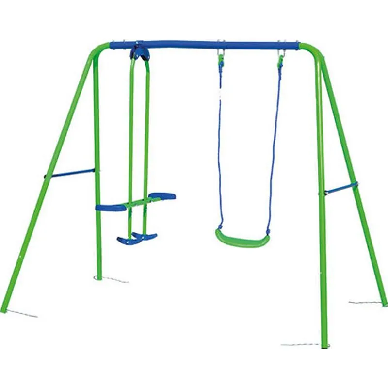 Compra COLUMPIO INFANTIL METAL 1 ASIENTO + 1 BALANCIN 220 X 140 X182 CM OUTDOOR TOYS KM10011 al mejor precio