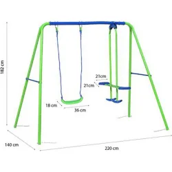 Compra COLUMPIO INFANTIL METAL 1 ASIENTO + 1 BALANCIN 220 X 140 X182 CM OUTDOOR TOYS KM10011 al mejor precio