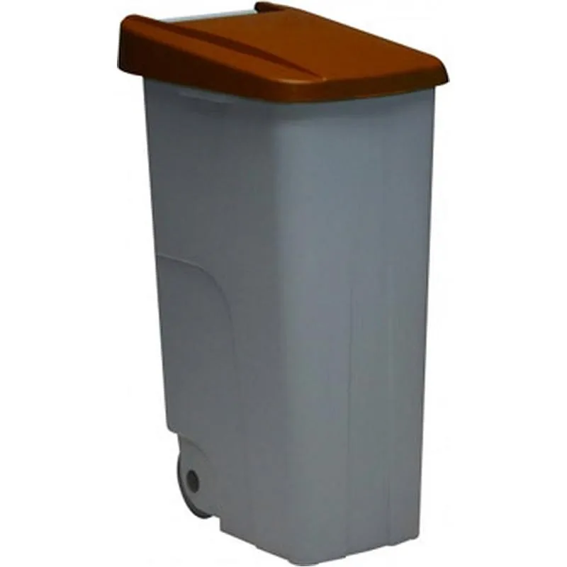 Compra CONTENEDOR BASURA GRIS ECOLOGICO 110 L TAPA MARRON DENOX 23450 al mejor precio