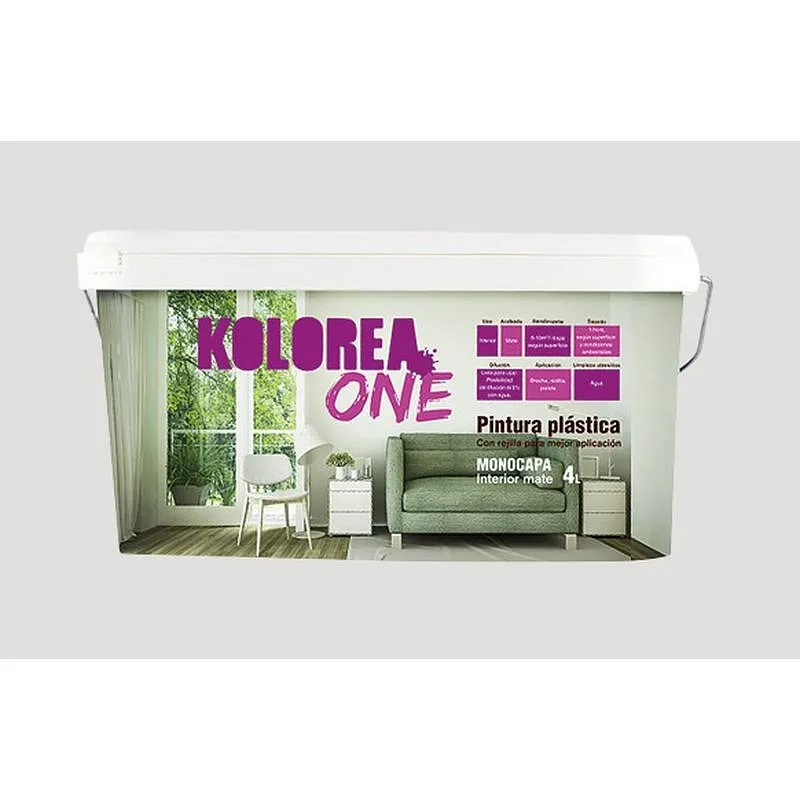 Compra PINTURA PLASTICA INTERIOR MONOCAPA ONE MATE 4 L GRIS NIEBLA KOLOREA KMON-06174 al mejor precio