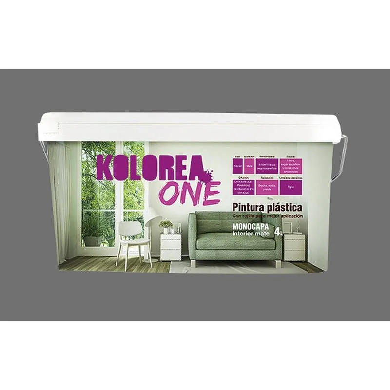 Compra PINTURA PLASTICA INTERIOR MONOCAPA ONE MATE 4 L GRIS ANTRACITA KOLOREA KMON-06177 al mejor precio
