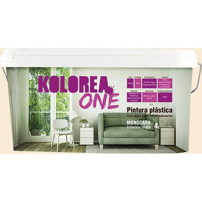 Compra PINTURA PLASTICA INTERIOR MONOCAPA ONE MATE 4 L MARFIL KOLOREA KMON-06178 al mejor precio