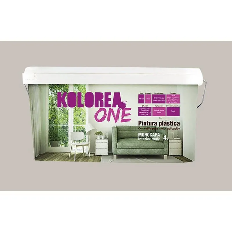 Compra PINTURA PLASTICA INTERIOR MONOCAPA ONE MATE 4 L GRIS URBAN KOLOREA KMON-06179 al mejor precio