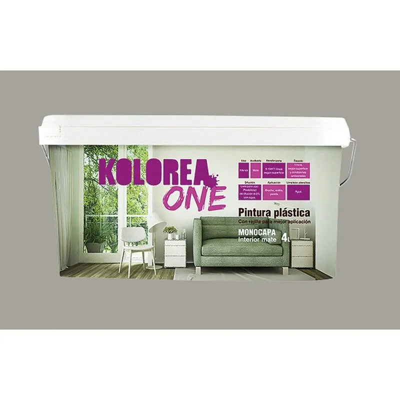 Compra PINTURA PLASTICA INTERIOR MONOCAPA ONE MATE 4 L GRIS PIZARRA KOLOREA KMON-06180 al mejor precio