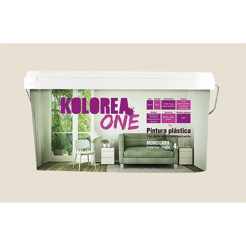 Compra PINTURA PLASTICA INTERIOR MONOCAPA ONE MATE 4 L LINO KOLOREA KMON-06181 al mejor precio