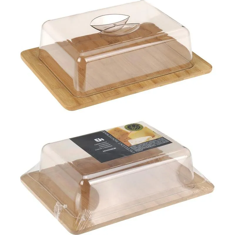 Compra QUESERA CON TAPA BASE BAMBU 26 X 20 X 7,1 CM IMPORT 170484120 al mejor precio