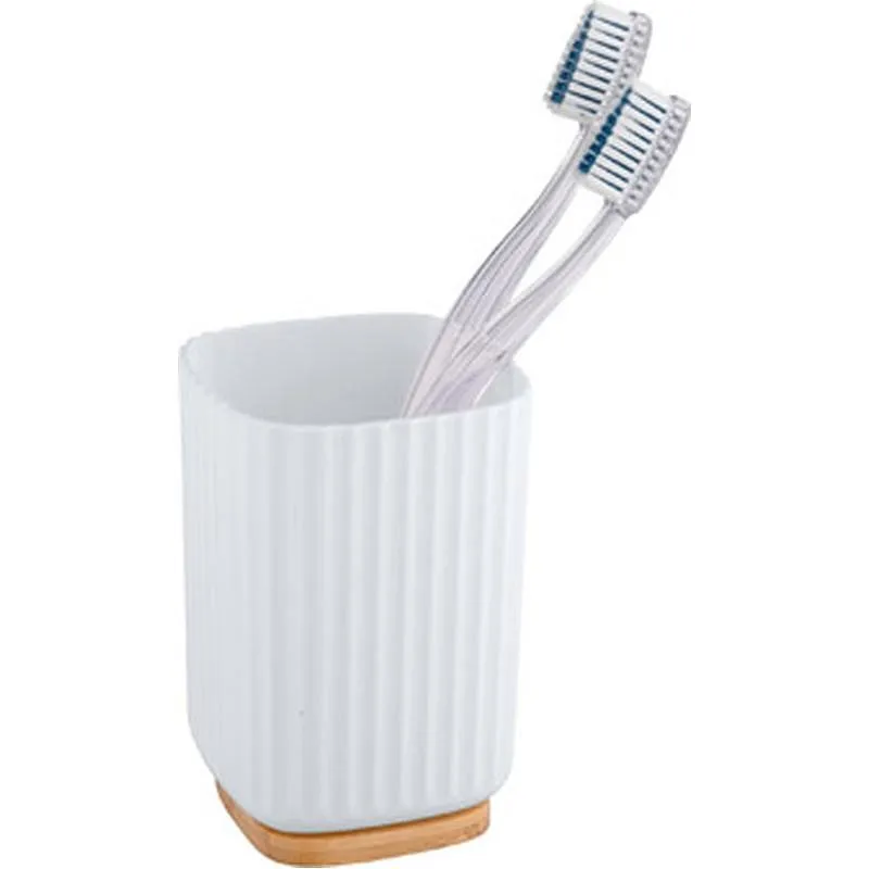 VASO PORTACEPILLO DE DIENTES BLANCO BAMBU SERIE ROTELLO WENKO 25293100