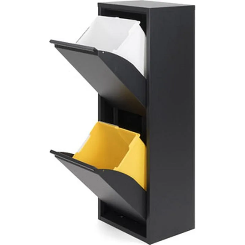 Compra CONTENEDOR BASURA ECOLOGICO METALICO 2 DEPARTAMENTOS NEGRO LACADO GORO X761.115/NE al mejor precio