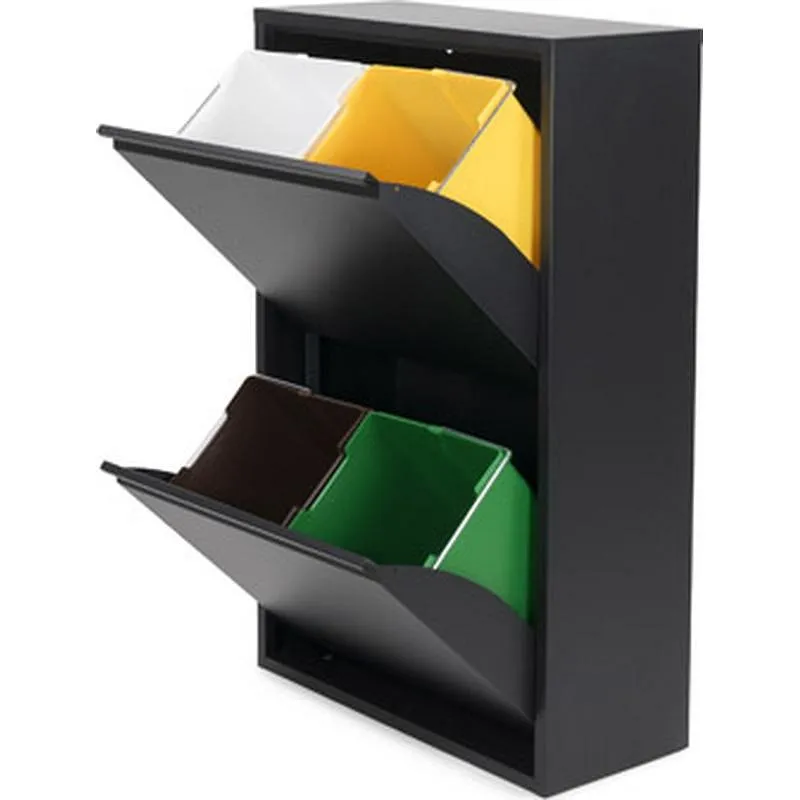 Compra CONTENEDOR BASURA ECOLOGICO METALICO 4 DEPARTAMENTOS NEGRO LACADO GORO X761.117/NE al mejor precio