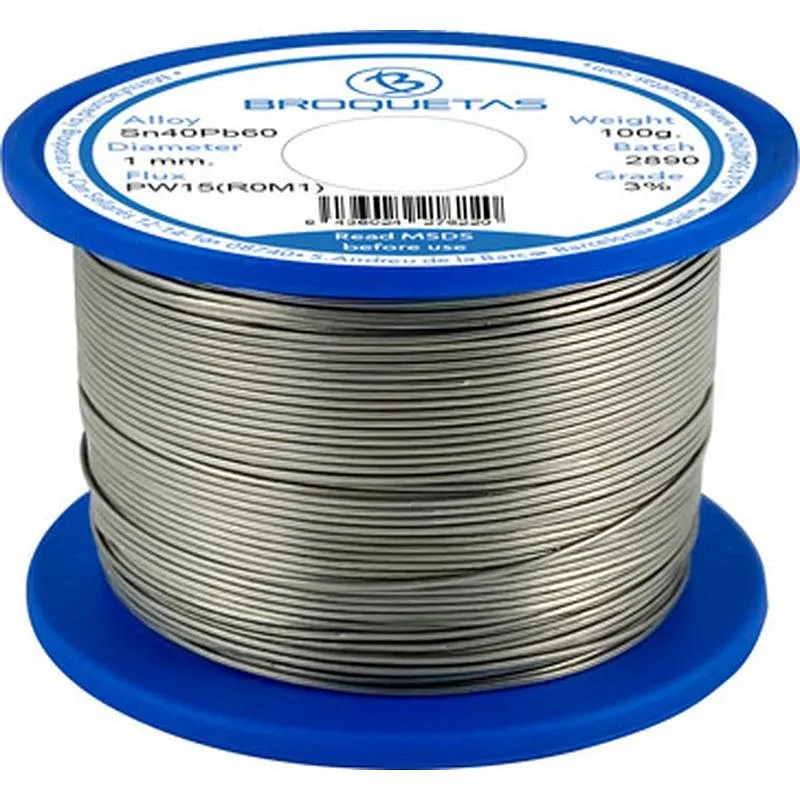 Compra ROLLO DE ESTAÑO BROFIL 40 SN40 PB60 100 GR diametro 1 MM BROQUETAS B19PW15-01100-1A104 al mejor precio