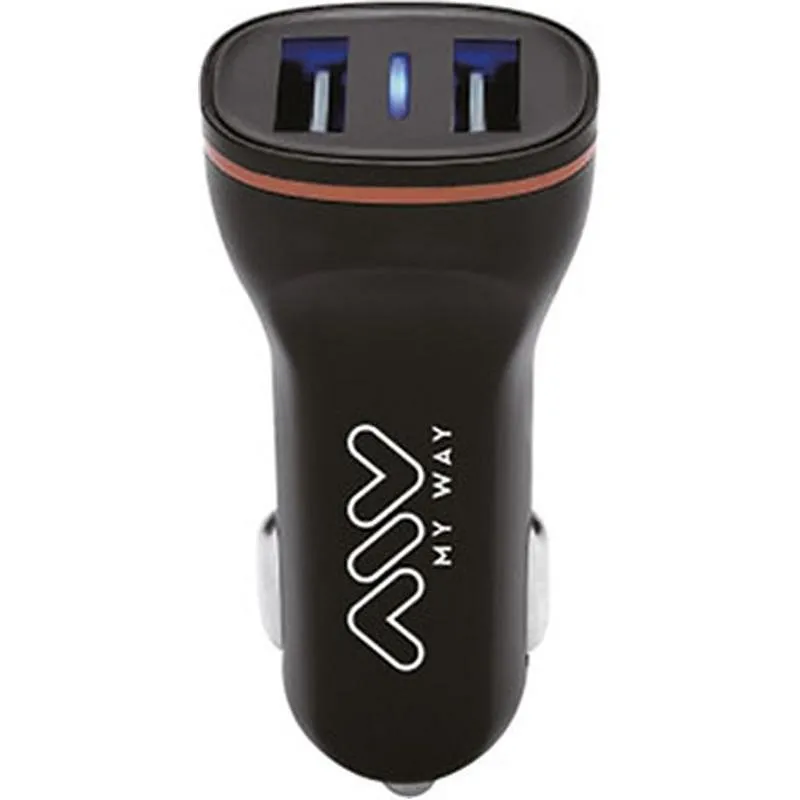 Compra CARGADOR AUTOMOVIL USB 2 SALIDAS 15W CARGA RAPIDA INPUT: DC 12-24 V. OUTPUT: 5V 3.1 A NEGRO MYWAY MWDCC0006 al mejor precio
