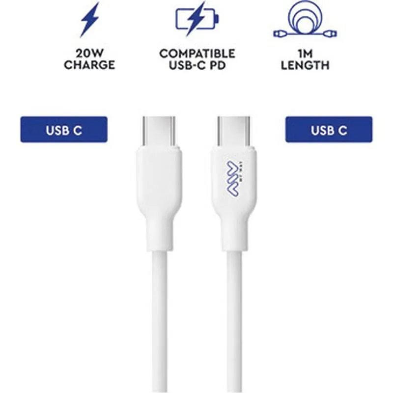 Compra CABLE CONEXION USB TIPO C A TIPO C 20W 1 METRO BLANCO MYWAY MWUSC0024 al mejor precio