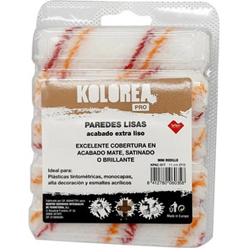 Compra MINI RODILLO RECAMBIO PAREDES EXTRA LISAS PRO 11 CM X diametro16 MM (5 UDS) KOLOREA KPAC-017 al mejor precio