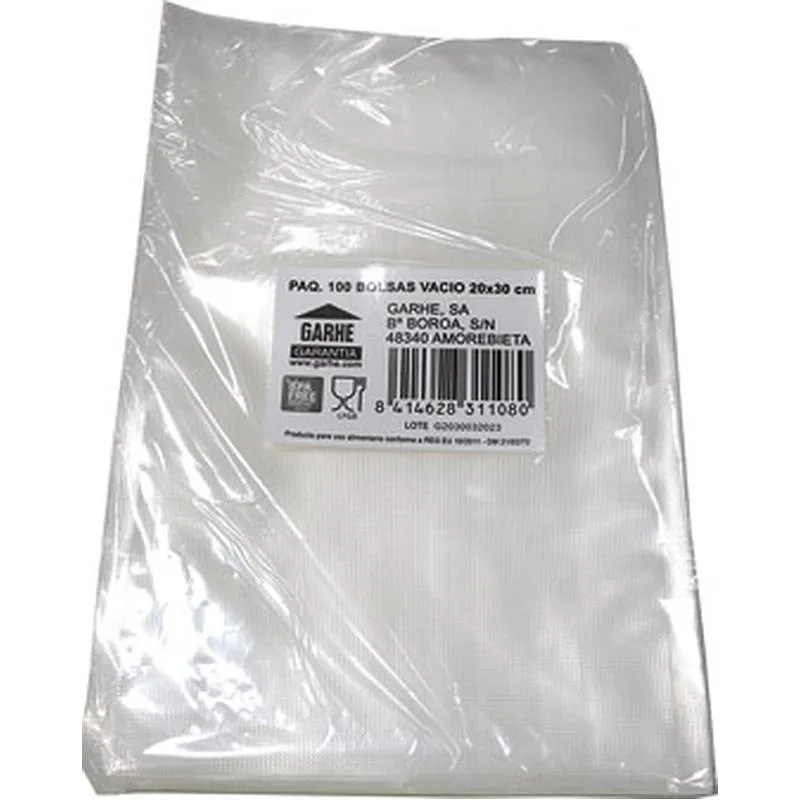 Compra BOLSA ENVASAR VACIO (PAQ 100 UDS) 20 X 30 CM GARHE 31108 al mejor precio