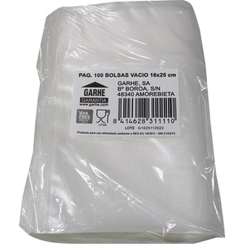 Compra BOLSA ENVASAR VACIO (PAQ 100 UDS) 16 X 25 CM GARHE 31111 al mejor precio