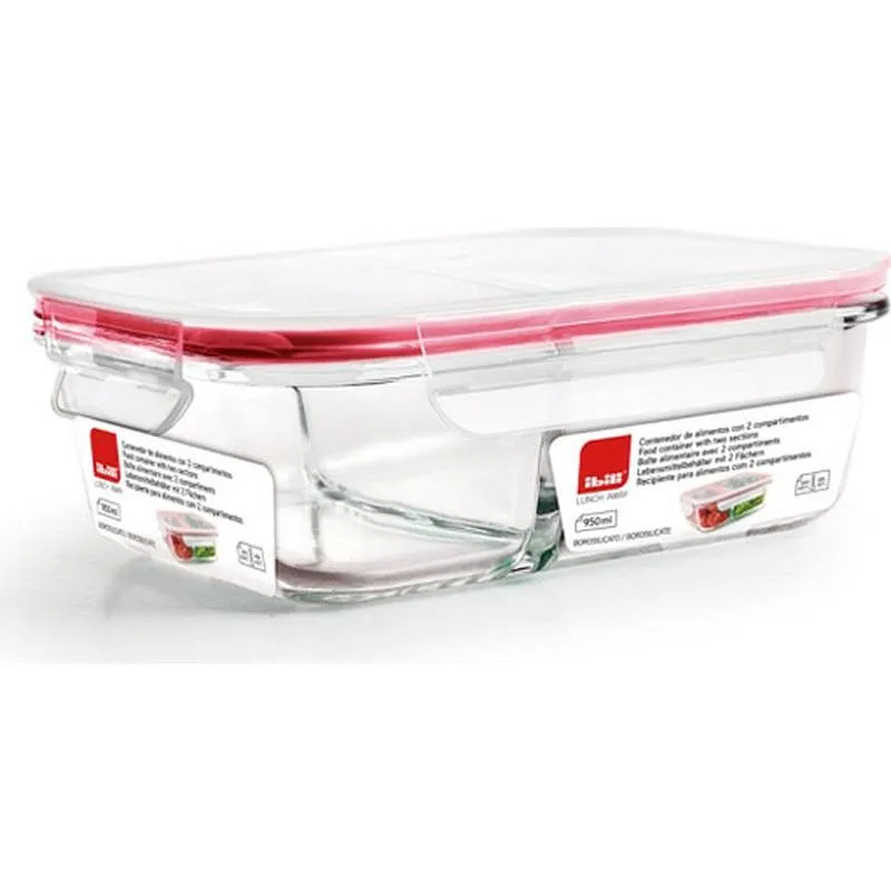 Compra CONTENEDOR ALIMENTOS 2 COMPARTIMENTOS VIDRIO 950 ML IBILI 754120 al mejor precio