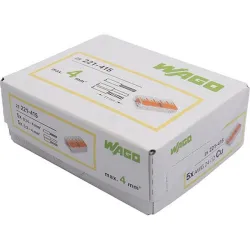 Compra BORNA DE CONEXION RAPIDA 5 VIAS 4MM2 25 UND. 221-415 WAGO 9221415W al mejor precio