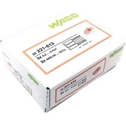 Compra BORNA DE CONEXION RAPIDA 3 VIAS 6MM2 30 UND. 221-613 WAGO 9221613W al mejor precio