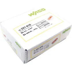 Compra BORNA DE CONEXION RAPIDA 5 VIAS 6MM2 15 UND. 221-615 WAGO 9221615W al mejor precio