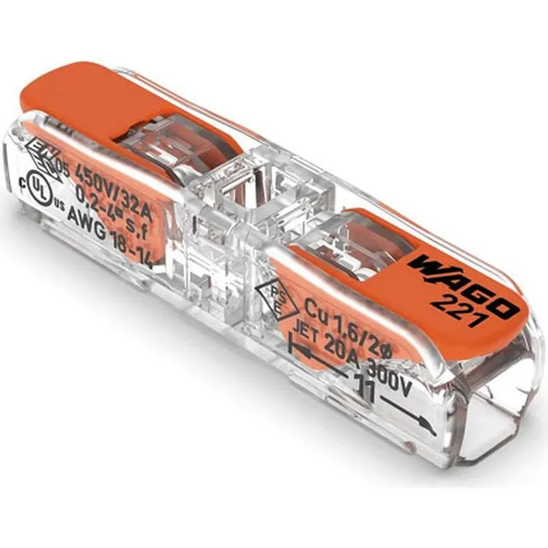 Compra BORNA DE CONEXION RAPIDA 2 VIAS EN LINEA 4MM2 60 U 221-2411 WAGO 92212411W al mejor precio