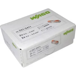 Compra BORNA DE CONEXION RAPIDA 2 VIAS EN LINEA 4MM2 60 U 221-2411 WAGO 92212411W al mejor precio