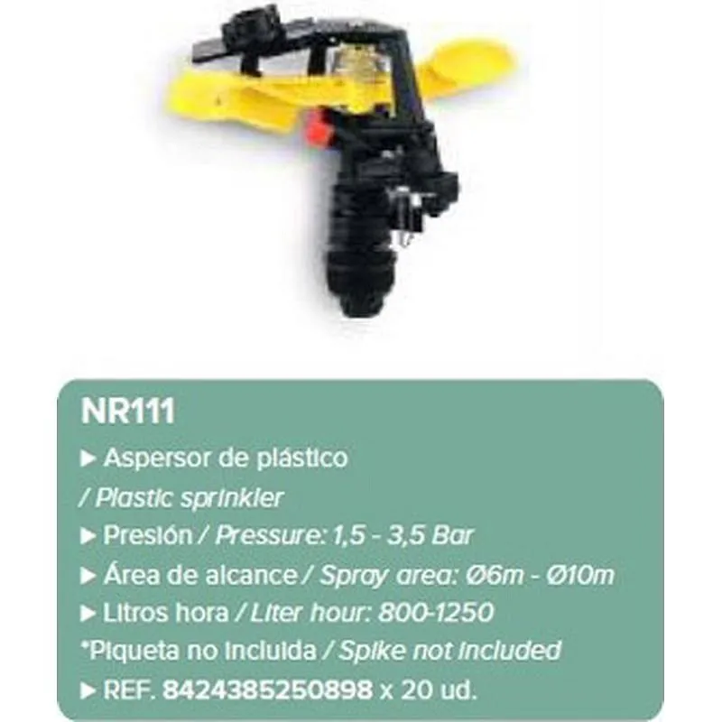 Compra ASPERSOR CABEZAL IMPACTO REGULABLE 360º 12M ABS NR111 al mejor precio