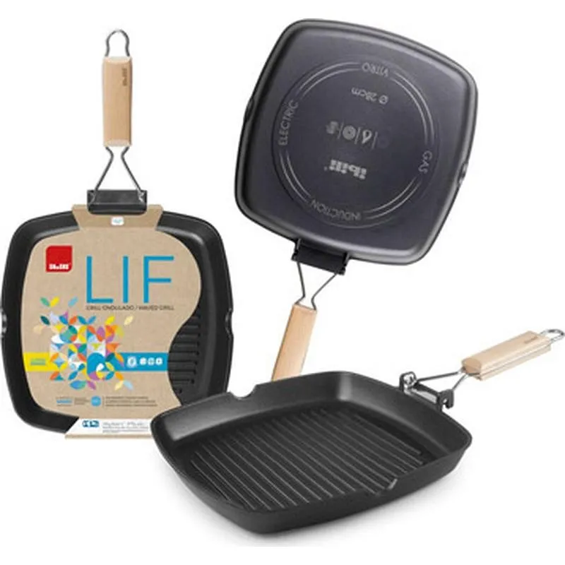 Compra GRILL ONDULADO ALUMINIO FUNDIDO ASA ABATIBLE LIF 24 CM INDUCCION IBILI 407524 al mejor precio