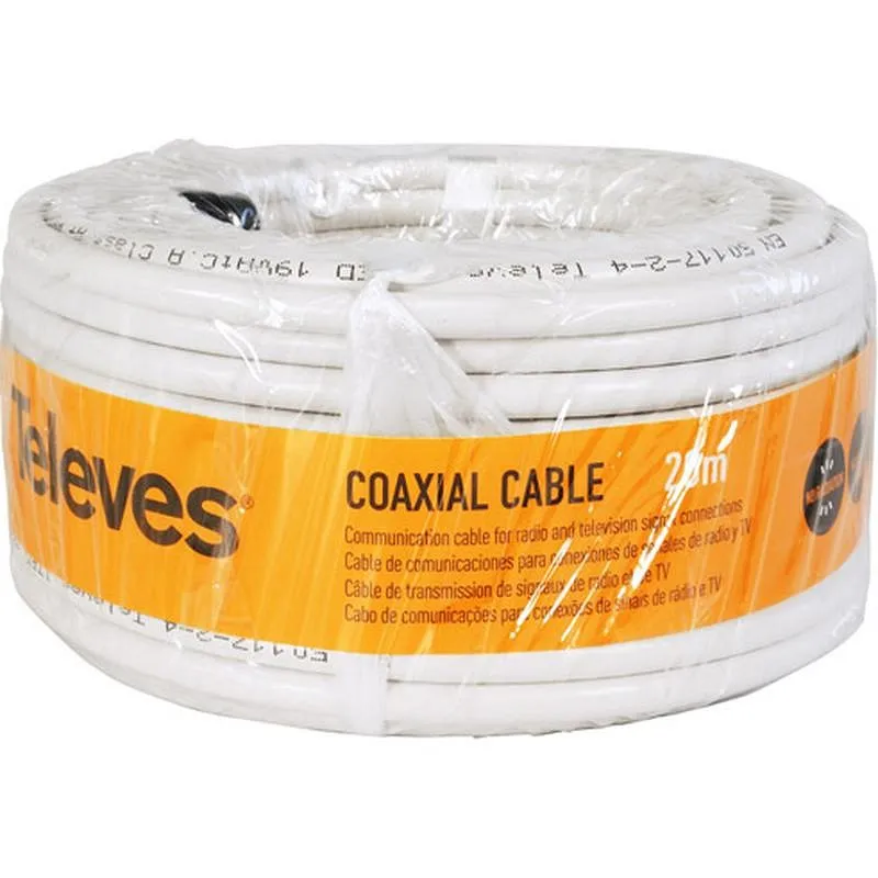 Compra CABLE COAXIAL PVC BLANCO 20M TELEVES 435501 al mejor precio