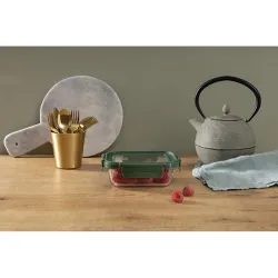 Compra CONTENEDOR VIDRIO RECTANGULAR 370 ML TAPA VIDRIO IRIS 8580-V al mejor precio