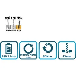 Compra TALADRO PERCUTOR 18V, 50NM BATERIA DE 2.0 AH Y CARGADOR WESCO WS2390 al mejor precio