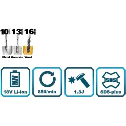 Compra MARTILLO 18 V 1,3J BATERIA DE 4.0 AH Y CARGADOR WESCO WS2990 al mejor precio