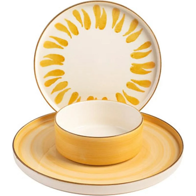 Compra SET 3 PLATOS 1 SERVICIO CERAMICA DECORADA OCRE 9448100 al mejor precio