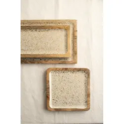 Compra BANDEJA MADERA DECORADA METALDROPS 30 X 15 CM 9246730 al mejor precio