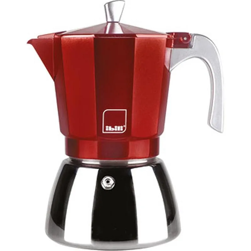 Compra CAFETERA ACERO + ALUMINIO INDUCCION ELBA 3 TAZAS ROJO IBILI 627903 al mejor precio