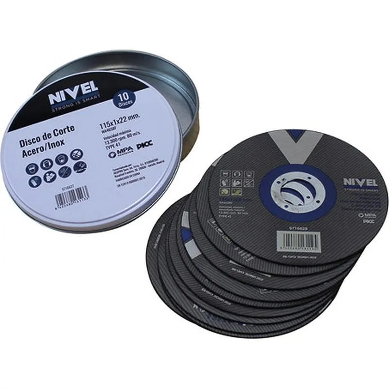 Compra DISCO CORTE INOX 115X1X22MM LATA 10UDS NIVEL DAS115X1LT al mejor precio