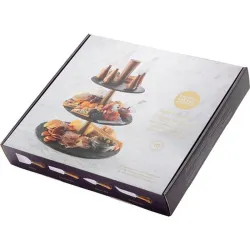 Compra BANDEJA SOPORTE 3 ALTURAS SET PRESENTACION diametro 18CM PIZARRA Y ACACIA + 4 CUCHILLOS QUESO TAYLOR'S SSCS46 al mejor precio