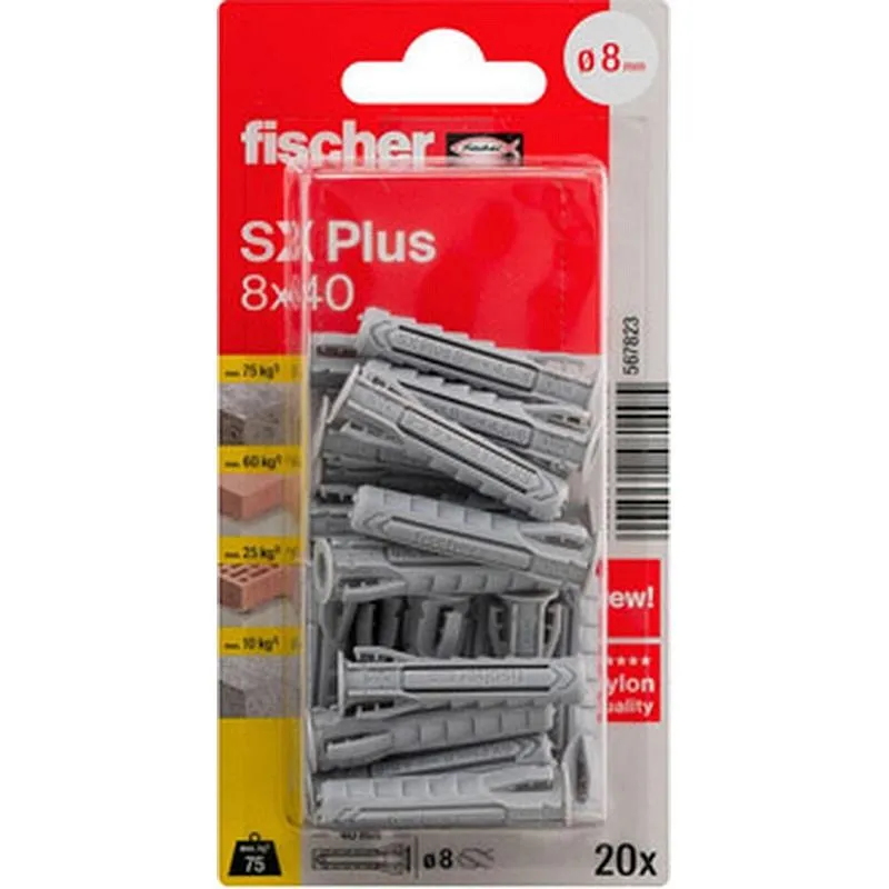 Compra TACO NILON SX PLUS 8 X 40 20 UDS FISCHER 567823 al mejor precio