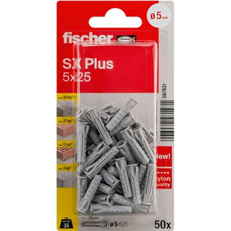 Compra TACO NILON SX PLUS 5 X 25 50 UDS FISCHER 567821 al mejor precio