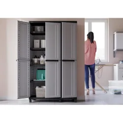 Compra ARMARIO RESINA ALTO 3 ESTANTES NEGRO GRIS TWIST BLACK 170 X 102 X 39 CM TERRY 1002710 al mejor precio