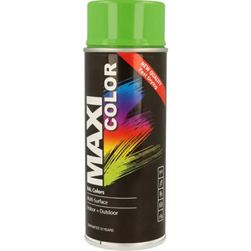 Compra PINTURA SPRAY MAXI COLOR BRILLO 400 ML RAL 6018 VERDE AMARILLENTO MOTIP MX6018 al mejor precio