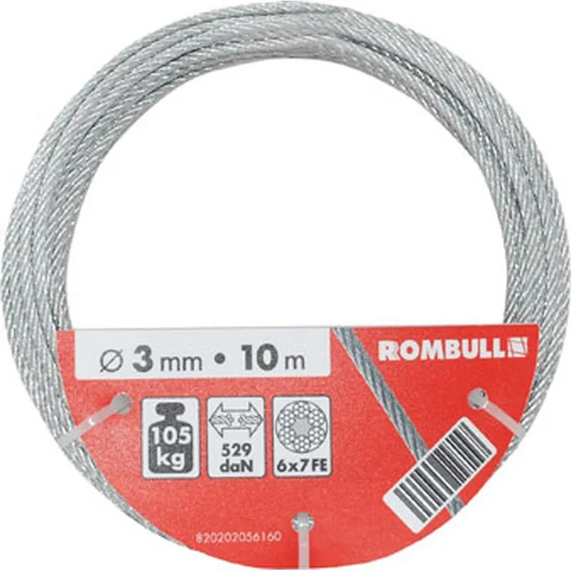 Compra CABLE ACERO CINCADO 4MM 10MT ROMBULL 820202076160 al mejor precio