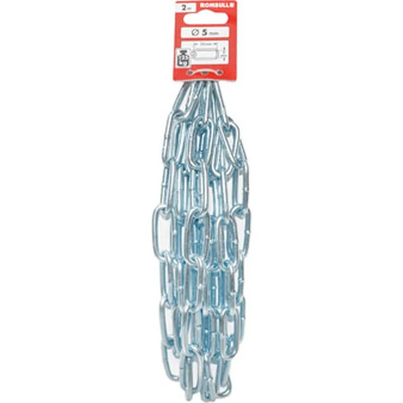 Compra CADENA ESLABON LARGO ACERO CINCADO DIN5685-1 5MM 2M ROMBULL 830802092040 al mejor precio