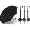 PARAGUAS MUJER LARGO AUTOMATICO 61/8 diametro 102 CM TRANS RAYAS NEGRAS SWIRLS SURTIDO CUATRO GOTAS 41102