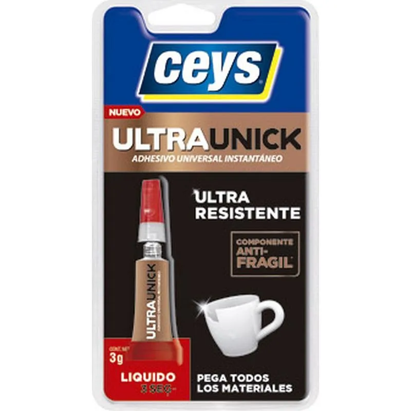 Compra ADHESIVO INSTANTANEO ULTRAUNICK LIQUIDO 3 GR CEYS 504038 al mejor precio