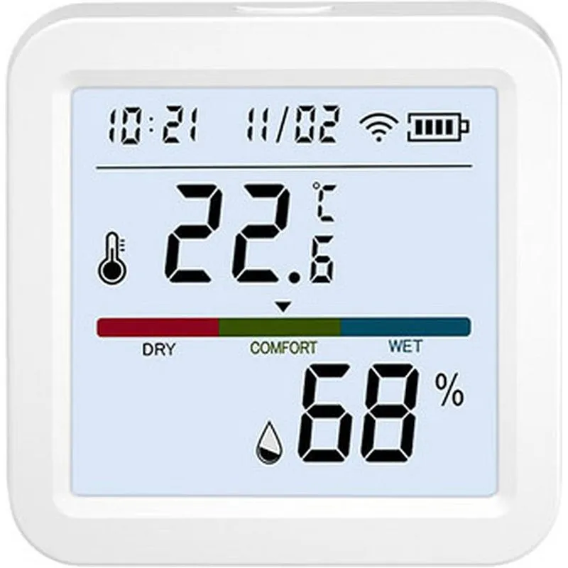 Compra SENSOR WIFI DE TEMPERATURA Y HUMEDAD ENERGEEKS CON PANTALLA SOBREMESA O PARED ENERGEEKS EG-STHW002 al mejor precio