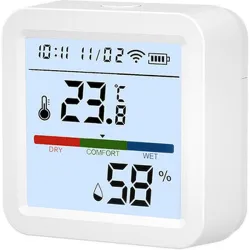 Compra SENSOR WIFI DE TEMPERATURA Y HUMEDAD ENERGEEKS CON PANTALLA SOBREMESA O PARED ENERGEEKS EG-STHW002 al mejor precio