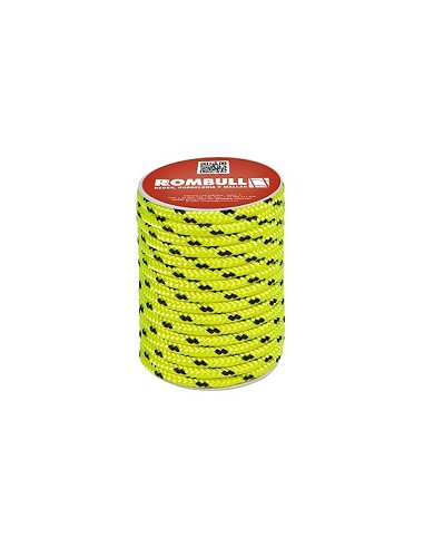 Compra Cuerda poliester trenzado con alma diámetro 10 mm 15 mt amarillo fluorescente ROMBULL 429414001750 al mejor precio
