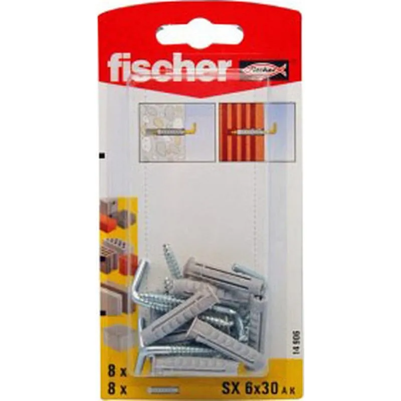 Compra Taco nilon sx con alcayata 8 uds 6x30 ak FISCHER 90903 al mejor precio